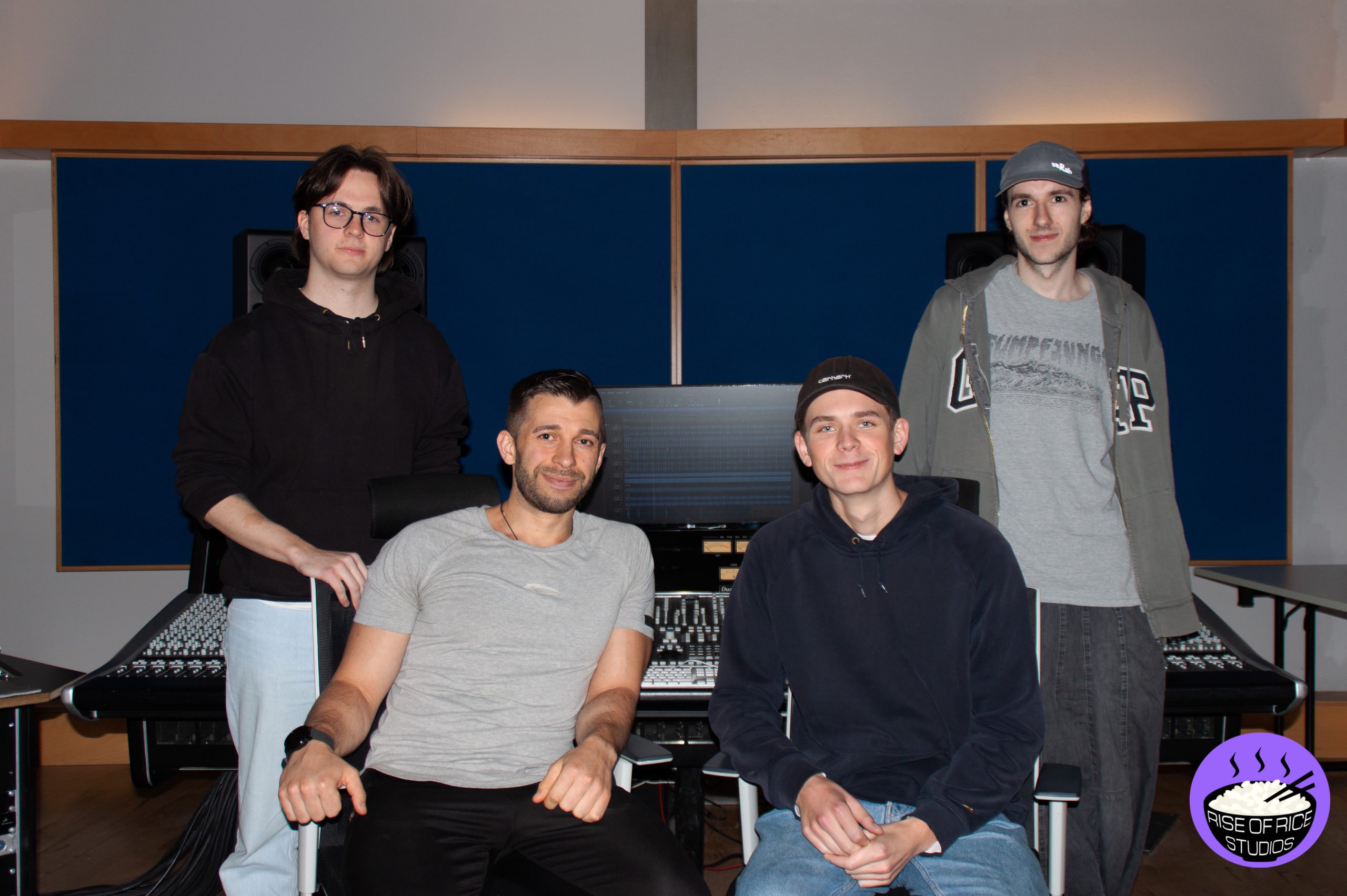 Photo of the audio engineering team of RiseOfRice Studios